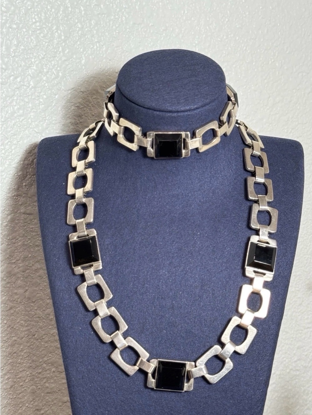 Vintage Taxco Mexico 925 Sterling Silver Convertible Necklace Bracelet Set 140g